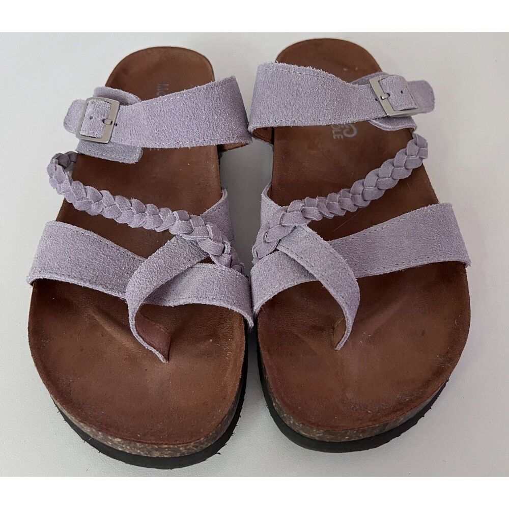 Mountain Sole Slip-On Lilac Leather Comfort Sandals. Size 8.